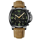 POEDAGAR Mens Luxury Watch Analog Chronograph Luxury Leather Strap Wrist Watch for Men