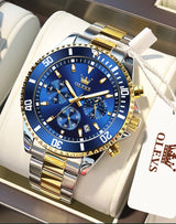 OLEVS Mens Watch Analog Chronograph Luxury Two Tone Stainless Steel Wrist Watch For Men