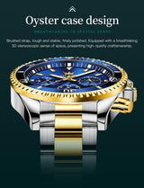 OLEVS Mens Watch Analog Chronograph Luxury Two Tone Stainless Steel Wrist Watch For Men