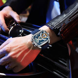 POEDAGAR Mens Dual Time Chronograph Luxury Watch Wrist Watch For Men Analog-Digital Watch