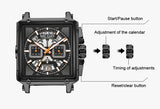 MEGIR Mens Watch Analog Chronograph Luxury with Black Silicone Strap Wrist Watch For Men