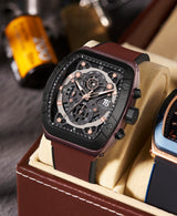 T5 Mens Watch Analog Chronograph Luxury Watch With Black Dial & Brown Silicone Strap Wrist Watch For Men