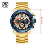 T5 Mens Watch Luxury Analog Watch with Black & Silver Strap Combo Set For Men