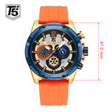 T5 Mens Watch Luxury Analog Watch with Black & Silver Strap Combo Set For Men