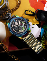 T5 Mens Watch Luxury Analog Watch with Black & Silver Strap Combo Set For Men