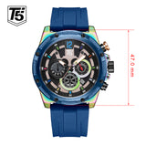 T5 Mens Watch Luxury Analog Watch with Black & Silver Strap Combo Set For Men