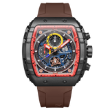 T5 Mens Watch Analog Chronograph Luxury Watch With Black Dial & Brown Silicone Strap Wrist Watch For Men