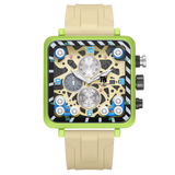 T5 Mens Watch Analog Chronograph Luxury Watch With Green Silicone Strap Wrist Watch For Men