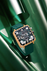 T5 Mens Watch Analog Chronograph Luxury Watch With Green Silicone Strap Wrist Watch For Men