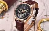 LIGE Mens Watch Automatic Chronograph Mechanical Skeleton Luxury wrist Watc For Men