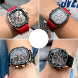 MEGIR Mens Watch Analog Chronograph Luxury with Red Neto Strap wrist Watch For Men