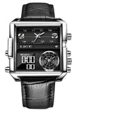 OVERFLY LIGE Mens Watch Analog Digital Dual Time Square Dial Luxury wrist Watch For Men