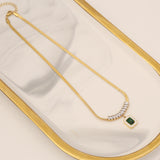 OVERFLY Green Stone Jewellery Luxury Combo Set For Ladies(18K Gold Plated)