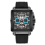MEGIR Mens Watch Analog Chronograph Luxury with Black Silicone Strap Wrist Watch For Men