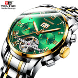 TEVISE Automatic Skeleton Mechanical Chronograph Dial Luxury Watch for Men