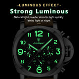 POEDAGAR Mens Luxury Watch Analog Chronograph Luxury Leather Strap Wrist Watch for Men