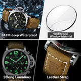 POEDAGAR Mens Luxury Watch Analog Chronograph Luxury Leather Strap Wrist Watch for Men