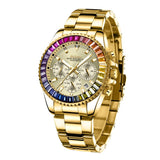 OVERFLY BIDEN Mens Analog Chronograph Luxury Rainbow Bezal wrist Watch For Men