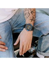 OVERFLY Onola Double Tourbillon Automatic Skeleton Mechanical Flywheel Unique Dial Luxury Men's Watch (NOW IN INDIA)6828-Black-Blue