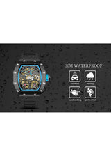 OVERFLY Onola Double Tourbillon Automatic Skeleton Mechanical Flywheel Unique Dial Luxury Men's Watch (NOW IN INDIA)6828-Black-Blue