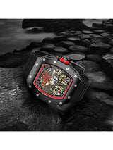 OVERFLY Onola Double Tourbillon Automatic Skeleton Mechanical Flywheel Unique Dial Luxury Men's Watch (NOW IN INDIA)6828-Black