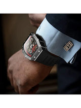 OVERFLY Onola Double Tourbillon Automatic Skeleton Mechanical Flywheel Unique Dial Luxury Men's Watch (NOW IN INDIA)6828-Black