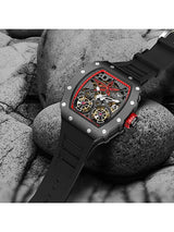 OVERFLY Onola Double Tourbillon Automatic Skeleton Mechanical Flywheel Unique Dial Luxury Men's Watch (NOW IN INDIA)6828-Black