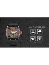 OVERFLY Onola Double Tourbillon Automatic Skeleton Mechanical Flywheel Unique Dial Luxury Men's Watch (NOW IN INDIA)6828-Black