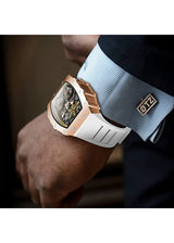 OVERFLY Onola Double Tourbillon Automatic Skeleton Mechanical Flywheel Unique Dial Luxury Men's Watch (NOW IN INDIA)6828-WHITE-RG