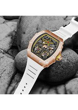 OVERFLY Onola Double Tourbillon Automatic Skeleton Mechanical Flywheel Unique Dial Luxury Men's Watch (NOW IN INDIA)6828-WHITE-RG