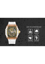 OVERFLY Onola Double Tourbillon Automatic Skeleton Mechanical Flywheel Unique Dial Luxury Men's Watch (NOW IN INDIA)6828-WHITE-RG