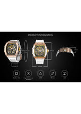 OVERFLY Onola Double Tourbillon Automatic Skeleton Mechanical Flywheel Unique Dial Luxury Men's Watch (NOW IN INDIA)6828-WHITE-RG