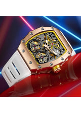 OVERFLY Onola Double Tourbillon Automatic Skeleton Mechanical Flywheel Unique Dial Luxury Men's Watch (NOW IN INDIA)6828-WHITE-RG