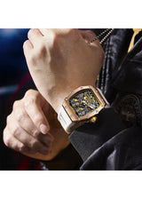 OVERFLY Onola Double Tourbillon Automatic Skeleton Mechanical Flywheel Unique Dial Luxury Men's Watch (NOW IN INDIA)6828-WHITE-RG