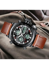 OVERFLY Megalith Analog-Digital Chronograph Sports Leather Strap Watch For-Men 3003