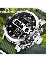 OVERFLY Analog Digital Chronograph Dual Time watch For-Men (NOW IN INDIA) MEGALITH 8051 Silver-Green