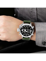 OVERFLY Analog Digital Chronograph Dual Time watch For-Men (NOW IN INDIA) MEGALITH 8051 Silver-Green