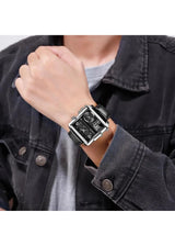 OVERFLY LIGE NOW IN INDIA - Square Dial Men's Analog & Digital Chronograph Watch (Black Genuine Leather Strap)