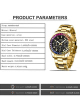 OVERFLY BIDEN Chronograph Luxury Men's Watch (NOW IN INDIA) Rainbow(BD-0037-Gold Black)