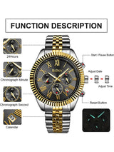 OVERFLY BIDEN Mens Watch Analog Chronograph Luxury wrist For Men