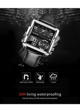 OVERFLY LIGE NOW IN INDIA - Square Dial Men's Analog & Digital Chronograph Watch (Black Genuine Leather Strap)