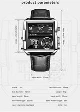 OVERFLY LIGE NOW IN INDIA - Square Dial Men's Analog & Digital Chronograph Watch (Black Genuine Leather Strap)