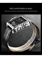 OVERFLY LIGE NOW IN INDIA - Square Dial Men's Analog & Digital Chronograph Watch (Black Genuine Leather Strap)