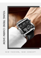 OVERFLY LIGE NOW IN INDIA - Square Dial Men's Analog & Digital Chronograph Watch (Black Genuine Leather Strap)