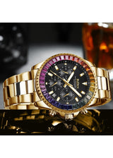 OVERFLY BIDEN Chronograph Luxury Men's Watch (NOW IN INDIA) Rainbow(BD-0037-Gold Black)