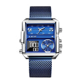 OVERFLY LIGE Mens Watch Analog Digital Dual Time Square Dial Luxury wrist Watch For Men