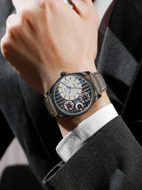 OVERFLY Tomi Gear Face Watch Mens Luxury Analog Watch with Black & Grey Strap Combo Set For Men