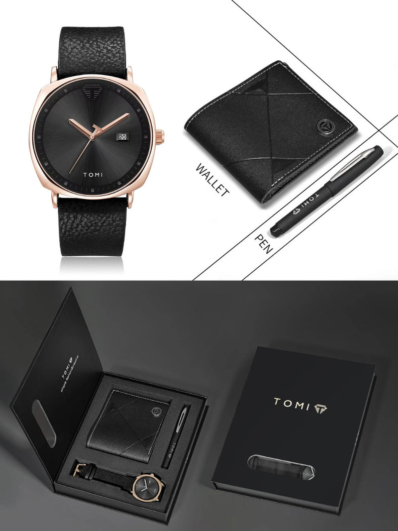 tomi OVERFLY Tomi Gear Face Watch Mens Luxury Analog Watch with Black