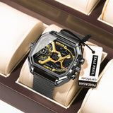 POEDAGAR Mens Dual Time Chronograph Luxury Watch Wrist Watch For Men Analog-Digital Watch