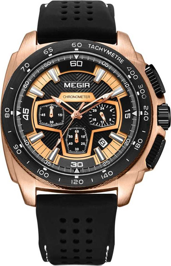 OVERFLY MEGIR Sports Chronograph Watch For-Men(NOW IN INDIA)-2056-Black-Gold